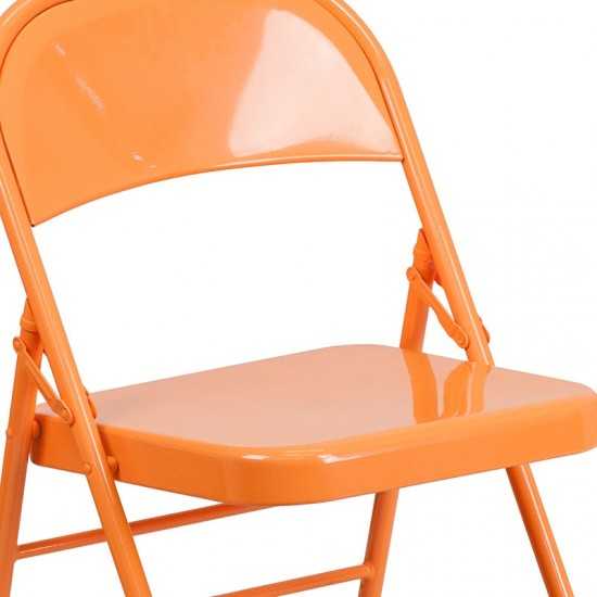 Series Orange Marmalade Triple Braced & Double Hinged Metal Folding Chair