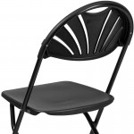 650 lb. Capacity Black Plastic Fan Back Folding Chair