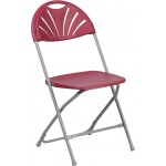 650 lb. Capacity Burgundy Plastic Fan Back Folding Chair