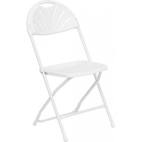 650 lb. Capacity White Plastic Fan Back Folding Chair