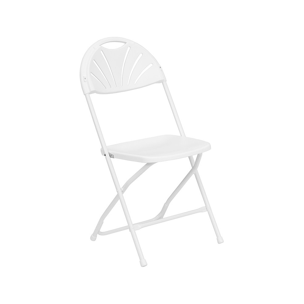 650 lb. Capacity White Plastic Fan Back Folding Chair