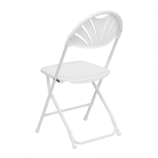 650 lb. Capacity White Plastic Fan Back Folding Chair