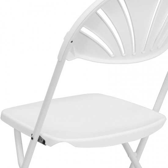 650 lb. Capacity White Plastic Fan Back Folding Chair