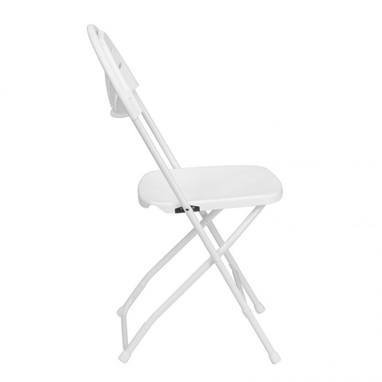 650 lb. Capacity White Plastic Fan Back Folding Chair