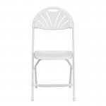 650 lb. Capacity White Plastic Fan Back Folding Chair