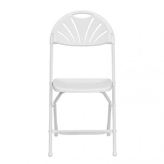 650 lb. Capacity White Plastic Fan Back Folding Chair