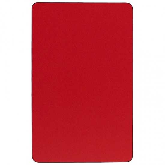 24''W x 48''L Rectangular Red HP Laminate Activity Table - Standard Height Adjustable Legs