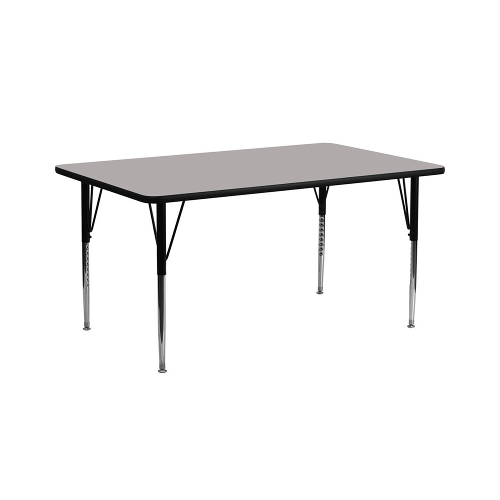 30''W x 72''L Rectangular Grey HP Laminate Activity Table - Standard Height Adjustable Legs