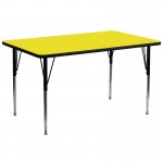 30''W x 72''L Rectangular Yellow HP Laminate Activity Table - Standard Height Adjustable Legs