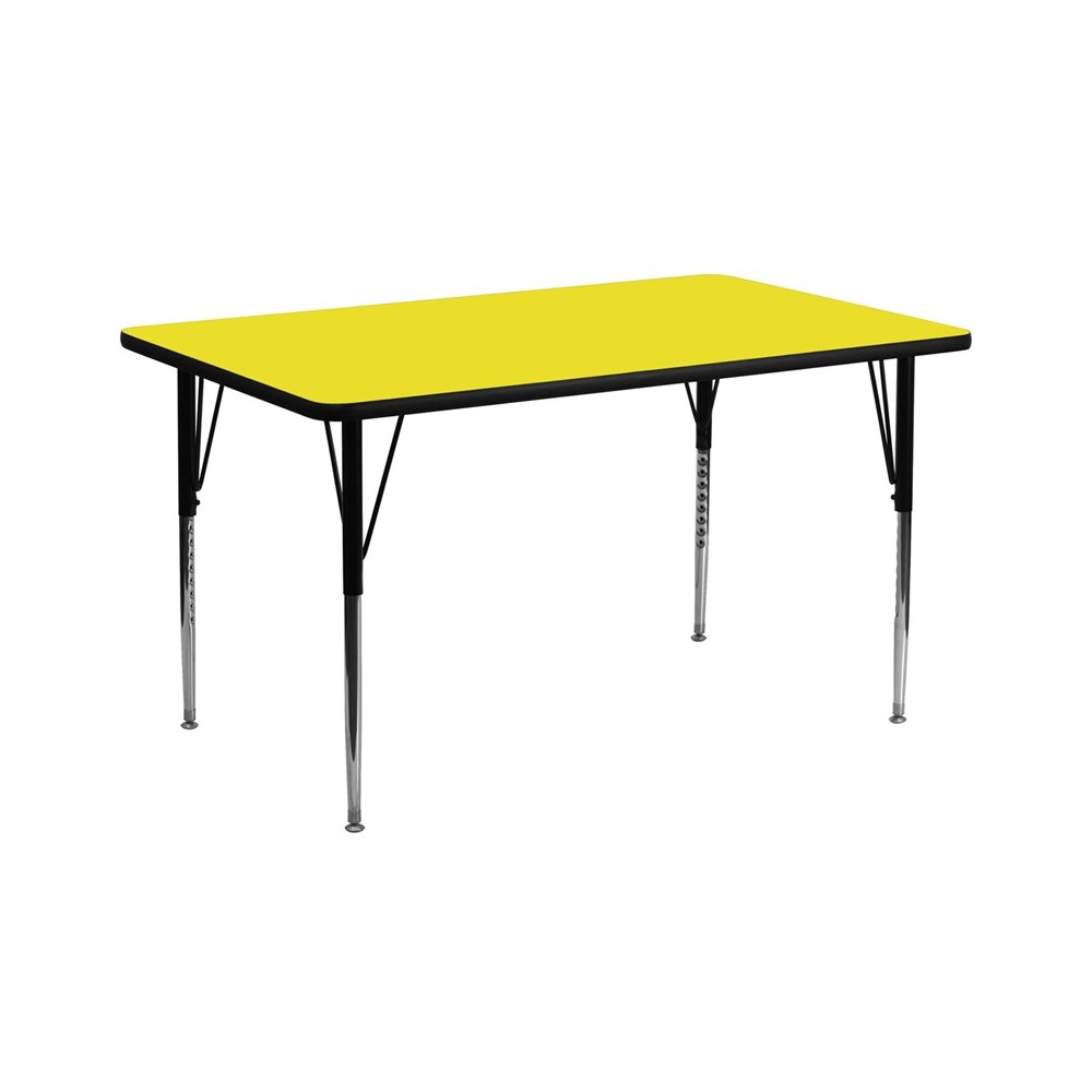 30''W x 72''L Rectangular Yellow HP Laminate Activity Table - Standard Height Adjustable Legs