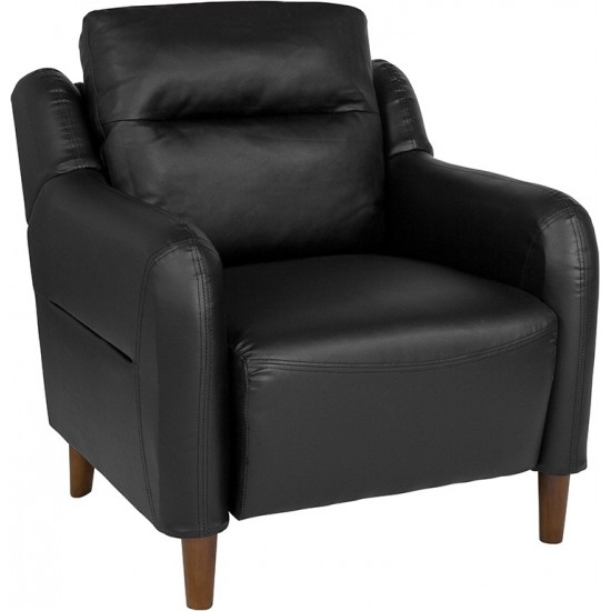 Newton Hill Upholstered Bustle Back Arm Chair in Black LeatherSoft