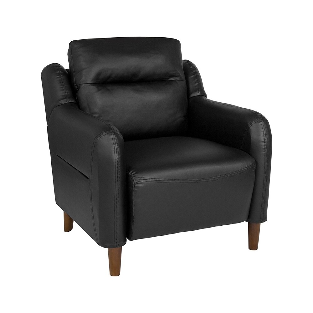 Newton Hill Upholstered Bustle Back Arm Chair in Black LeatherSoft