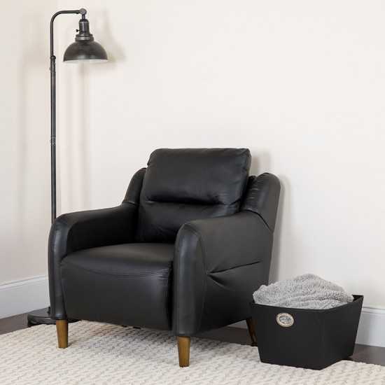 Newton Hill Upholstered Bustle Back Arm Chair in Black LeatherSoft