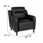 Newton Hill Upholstered Bustle Back Arm Chair in Black LeatherSoft