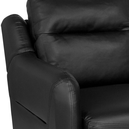 Newton Hill Upholstered Bustle Back Arm Chair in Black LeatherSoft