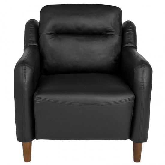 Newton Hill Upholstered Bustle Back Arm Chair in Black LeatherSoft