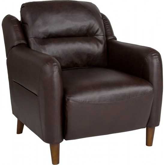 Newton Hill Upholstered Bustle Back Arm Chair in Brown LeatherSoft