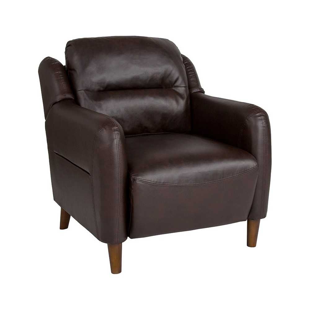 Newton Hill Upholstered Bustle Back Arm Chair in Brown LeatherSoft