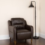 Newton Hill Upholstered Bustle Back Arm Chair in Brown LeatherSoft