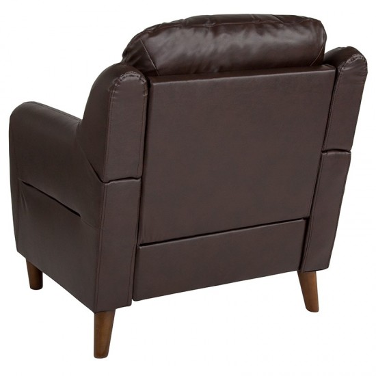 Newton Hill Upholstered Bustle Back Arm Chair in Brown LeatherSoft