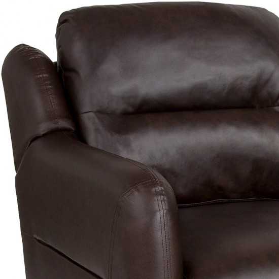 Newton Hill Upholstered Bustle Back Arm Chair in Brown LeatherSoft