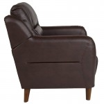 Newton Hill Upholstered Bustle Back Arm Chair in Brown LeatherSoft