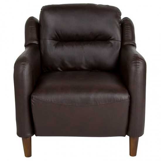 Newton Hill Upholstered Bustle Back Arm Chair in Brown LeatherSoft