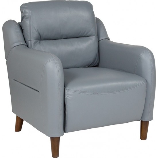 Newton Hill Upholstered Bustle Back Arm Chair in Gray LeatherSoft