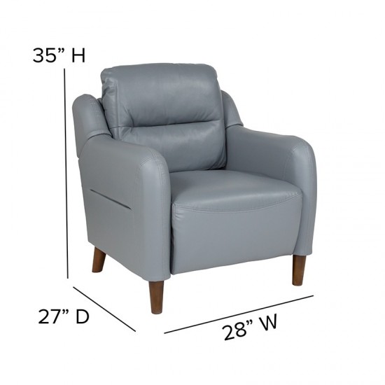 Newton Hill Upholstered Bustle Back Arm Chair in Gray LeatherSoft