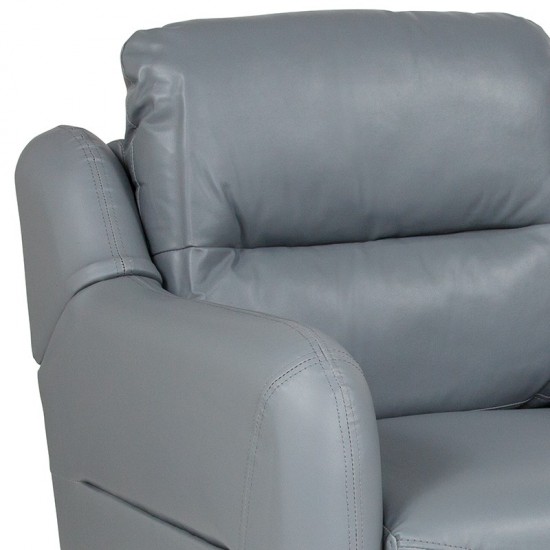 Newton Hill Upholstered Bustle Back Arm Chair in Gray LeatherSoft