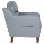Newton Hill Upholstered Bustle Back Arm Chair in Gray LeatherSoft