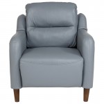 Newton Hill Upholstered Bustle Back Arm Chair in Gray LeatherSoft