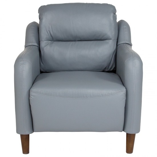 Newton Hill Upholstered Bustle Back Arm Chair in Gray LeatherSoft