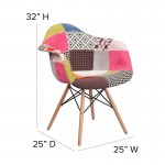 Alonza Series Milan Patchwork Fabric Chair with Wooden Legs