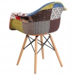 Alonza Series Milan Patchwork Fabric Chair with Wooden Legs