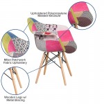Alonza Series Milan Patchwork Fabric Chair with Wooden Legs