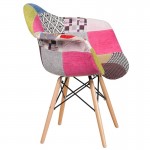 Alonza Series Milan Patchwork Fabric Chair with Wooden Legs