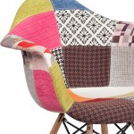 Alonza Series Milan Patchwork Fabric Chair with Wooden Legs
