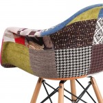 Alonza Series Milan Patchwork Fabric Chair with Wooden Legs