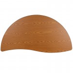 60" Half Circle Wave Collaborative Oak Thermal Laminate Activity Table - Height Adjustable Short Legs