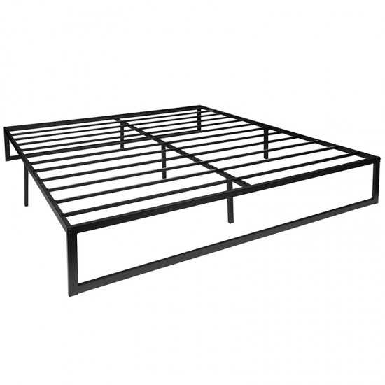 14 Inch Metal Platform Bed Frame - No Box Spring Needed with Steel Slat Support and Quick Lock Functionality (King)