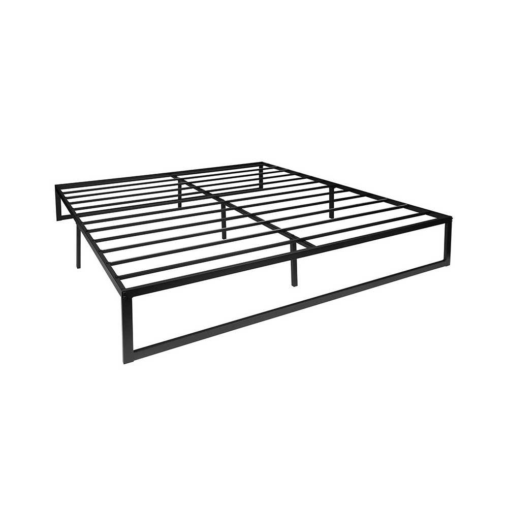 14 Inch Metal Platform Bed Frame - No Box Spring Needed with Steel Slat Support and Quick Lock Functionality (King)