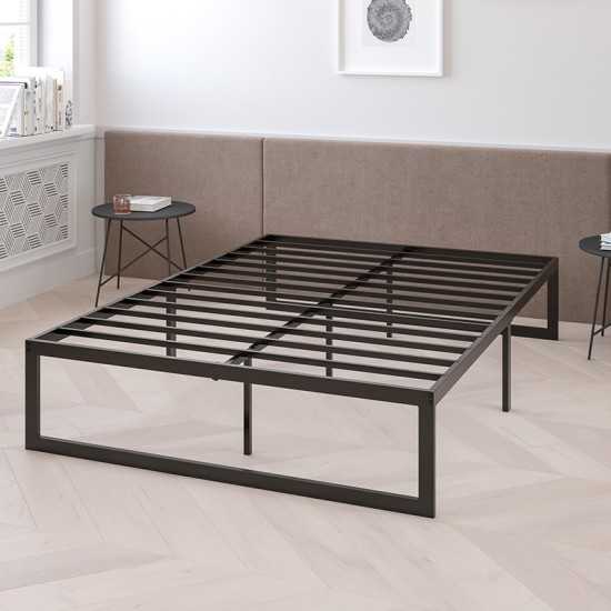 14 Inch Metal Platform Bed Frame - No Box Spring Needed with Steel Slat Support and Quick Lock Functionality (King)