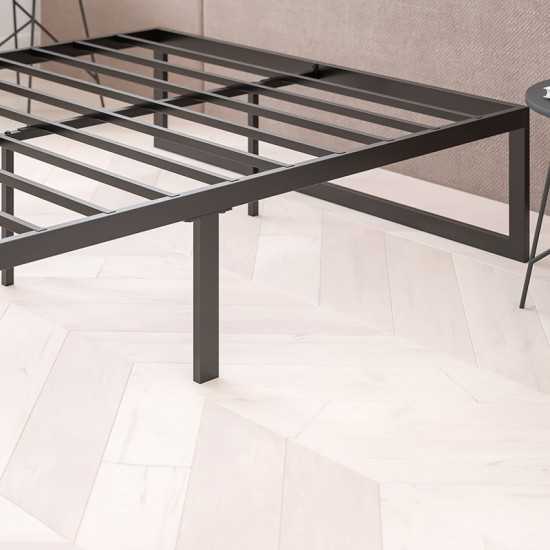 14 Inch Metal Platform Bed Frame - No Box Spring Needed with Steel Slat Support and Quick Lock Functionality (King)