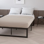 14 Inch Metal Platform Bed Frame - No Box Spring Needed with Steel Slat Support and Quick Lock Functionality (King)