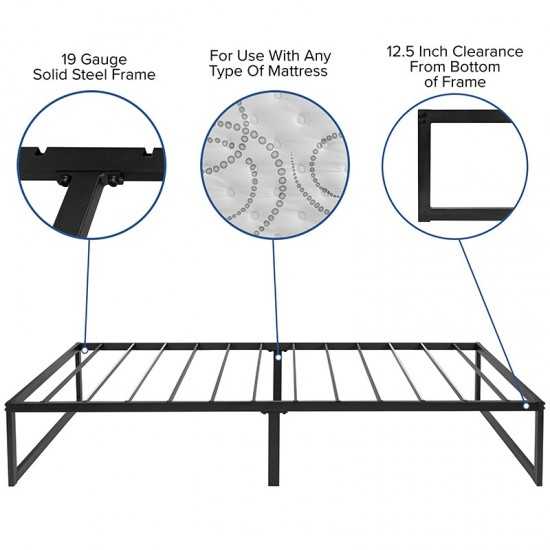 14 Inch Metal Platform Bed Frame - No Box Spring Needed with Steel Slat Support and Quick Lock Functionality (Twin)