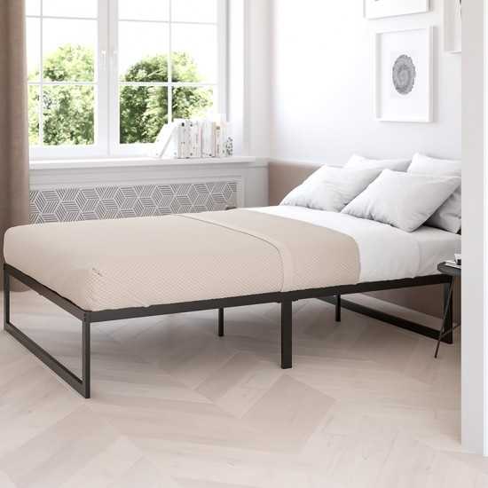 14 Inch Metal Platform Bed Frame - No Box Spring Needed with Steel Slat Support and Quick Lock Functionality (Twin)