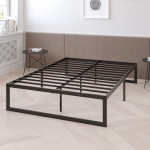 14 Inch Metal Platform Bed Frame - No Box Spring Needed with Steel Slat Support and Quick Lock Functionality (Twin)