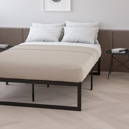 14 Inch Metal Platform Bed Frame - No Box Spring Needed with Steel Slat Support and Quick Lock Functionality (Twin)