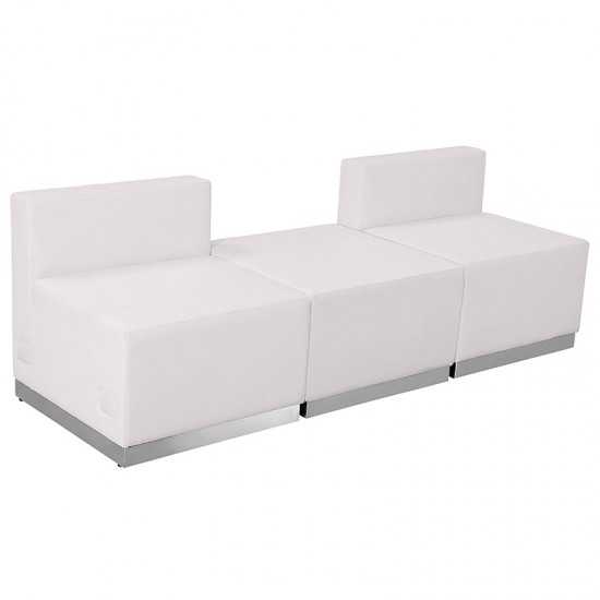 Melrose White LeatherSoft Reception Configuration, 3 Pieces